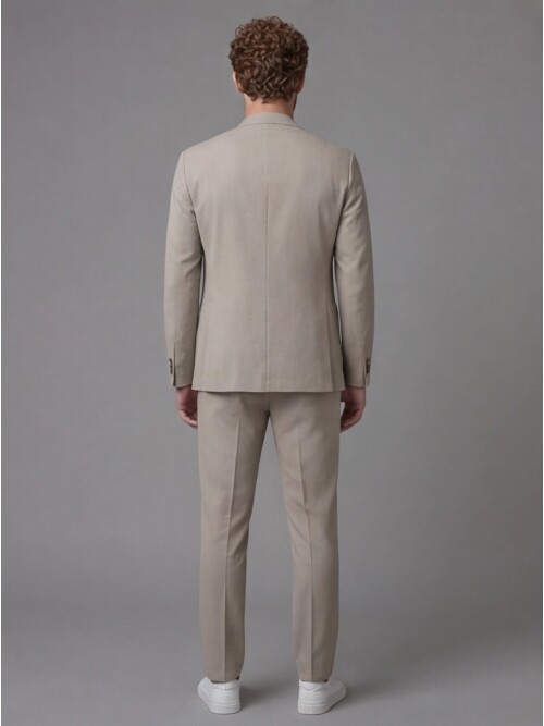 Taupe Notch Lapel Comfort Fit Suit with Patch Pockets