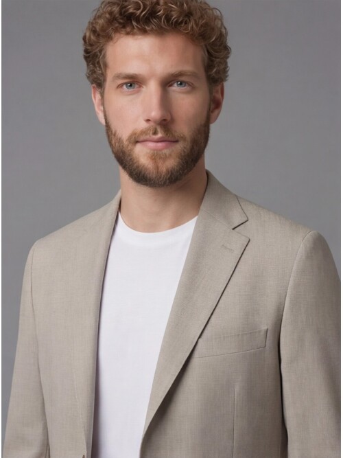 Taupe Notch Lapel Comfort Fit Suit with Patch Pockets