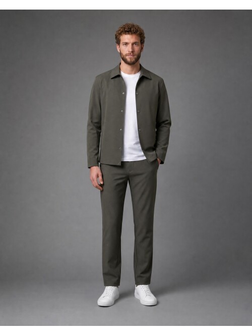 Yeşil Spor Gömlek Yaka Comfort Fit Takım