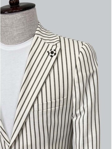 SUIT SARTORIA YEŞİL ÇİZGİLİ KETEN CEKET 4351