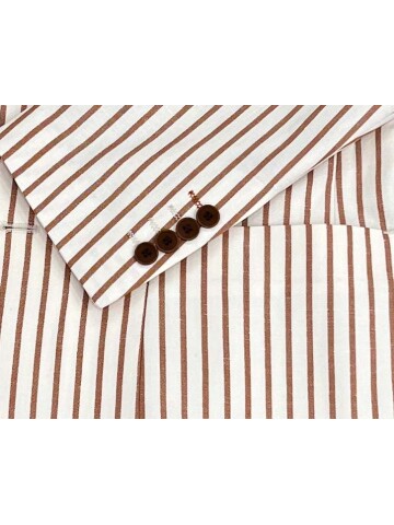 SUIT SARTORIA KAHVERENGİ ÇİZGİLİ KETEN CEKET 4351