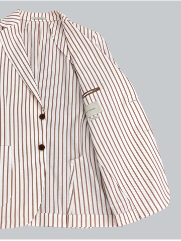 SUIT SARTORIA KAHVERENGİ ÇİZGİLİ KETEN CEKET 4351