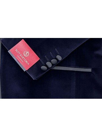 Lacivert Kadife Damatlık Ceket | Şık Erkek Kadife Smokin Takım 5580