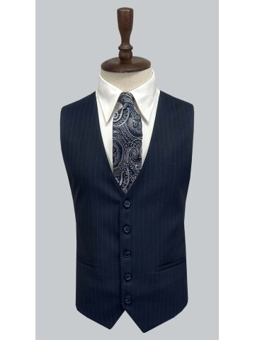 CEMDEN ÇİZGİLİ MAVİ YELEKLİ TAKIM ELBİSE 2973