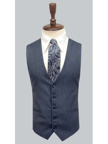 CEMDEN ÇİZGİLİ MAVİ YELEKLİ TAKIM ELBİSE 2973