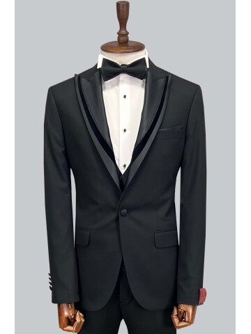 SUIT SARTORIA SİYAH SİVRİ YAKA DAMATLIK 5071