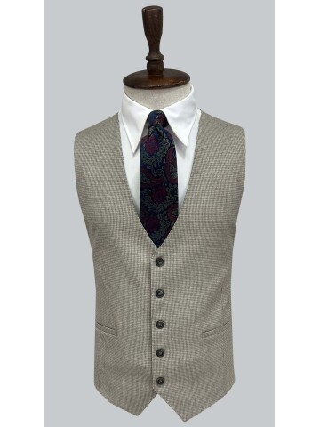 SUIT SARTORIA BEJ EKOSELİ YELEKLİ TAKIM 2985