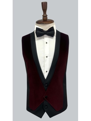 SUIT SARTORIA BORDO SİVRİ YAKA KADİFE DAMATLIK 5663