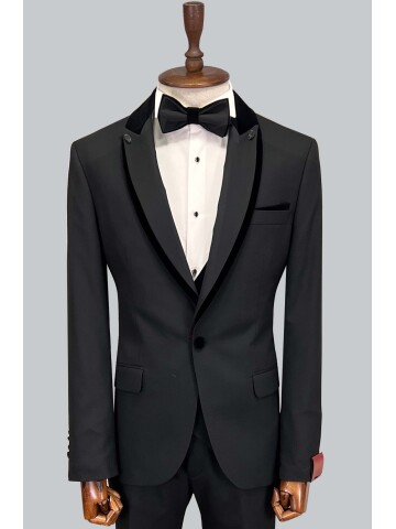 SUIT SARTORIA ÇIKMA YAKA SİYAH DAMATLIK 5538