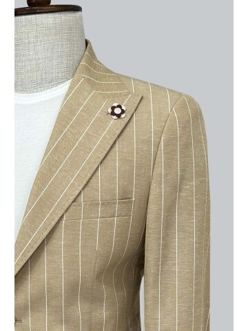 SUIT SARTORIA ÇİZGİLİ BEJ KETEN CEKET 4599