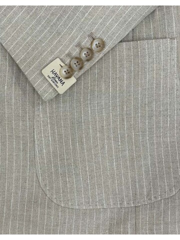 SUIT SARTORIA ÇİZGİLİ BEJ KETEN CEKET 4613
