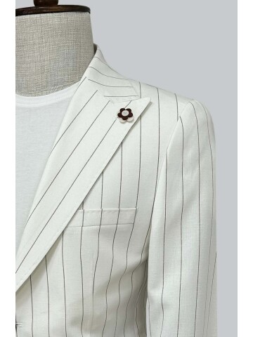 SUIT SARTORIA ÇİZGİLİ BEYAZ KETEN CEKET 4599