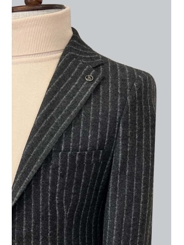 SUIT SARTORIA ÇİZGİLİ KOYU GRİ CEKET 4566