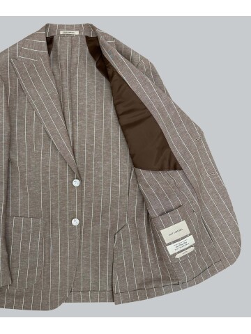 SUIT SARTORIA ÇİZGİLİ KAHVERENGİ KETEN CEKET 4599