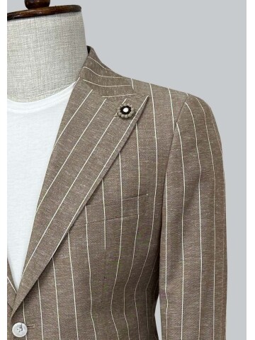 SUIT SARTORIA ÇİZGİLİ KAHVERENGİ KETEN CEKET 4599