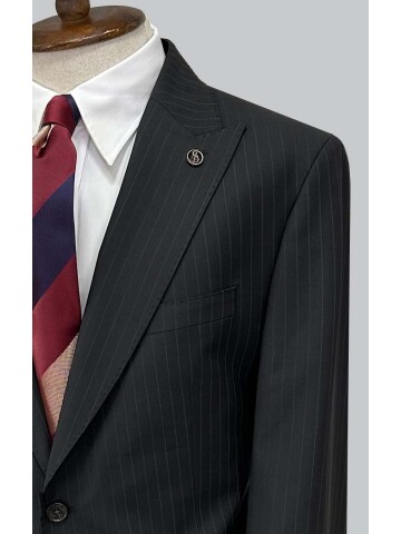 SUIT SARTORIA SİYAH ÇİZGİLİ YÜNLÜ TAKIM ELBİSE 2000/37