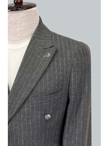 SUIT SARTORIA GRİ KRUVAZE SİVRİ YAKA TEK CEKET 4321