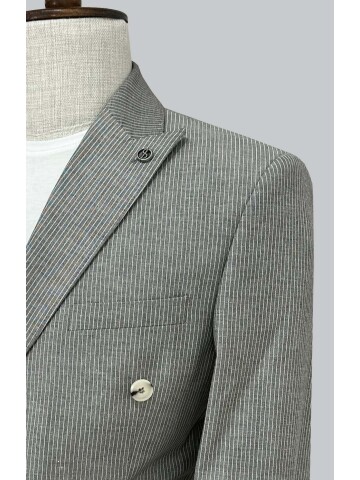 SUIT SARTORIA SİYAH KETEN ÇİZGİLİ KRUVAZE TAKIM 2131