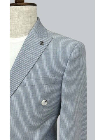 SUIT SARTORIA MAVİ KETEN ÇİZGİLİ KRUVAZE TAKIM 2131