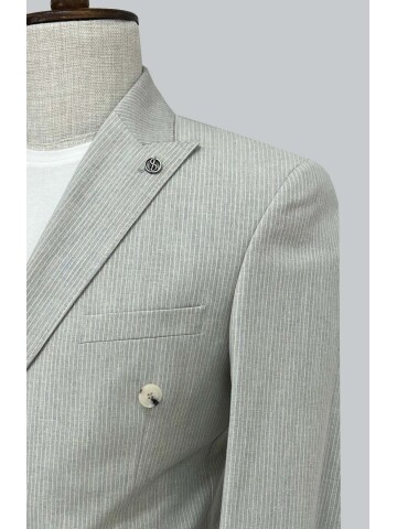 SUIT SARTORIA GRİ KETEN ÇİZGİLİ KRUVAZE TAKIM 2131