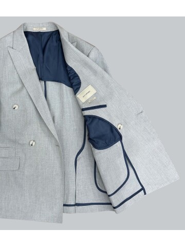 SUIT SARTORIA GRİ KETEN ÇİZGİLİ KRUVAZE TAKIM 2131