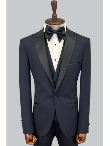 SUIT SARTORIA SİVRİ YAKA LACİVERT YÜNLÜ DAMATLIK 5624