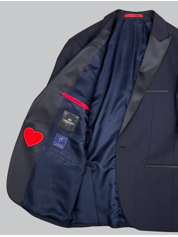 SUIT SARTORIA SİVRİ YAKA LACİVERT YÜNLÜ DAMATLIK 5624