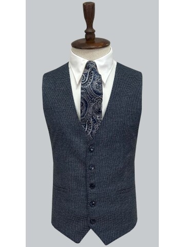 SUIT SARTORIA MAVİ EKOSELİ YELEKLİ TAKIM 2985