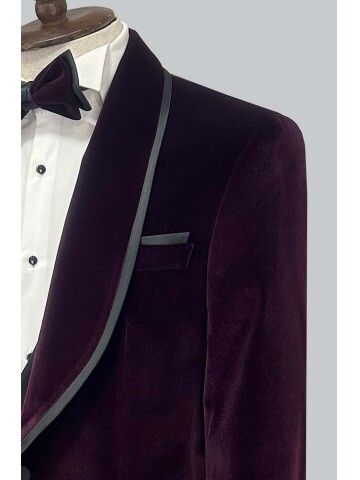 SUIT SARTORIA MOR ŞAL YAKA KADİFE DAMATLIK 5662