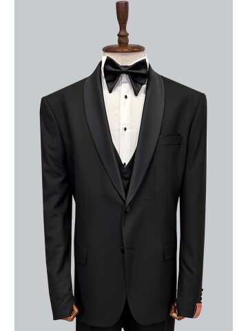 SUIT SARTORIA SİYAH BÜYÜK BEDEN ÇIKMA YAKA DAMATLIK 5635