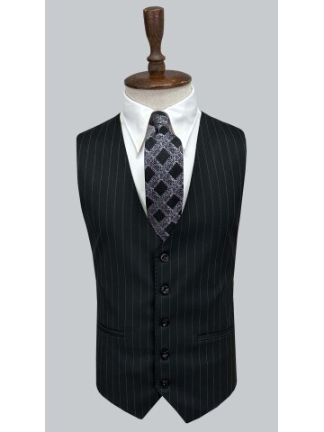 SUIT SARTORIA SİYAH ÇİZGİLİ YELEKLİ TAKIM ELBİSE 2000/48