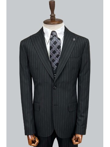 SUIT SARTORIA SİYAH ÇİZGİLİ YELEKLİ TAKIM ELBİSE 2000/48