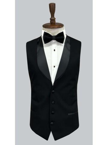 SUIT SARTORIA SİYAH SATEN SİVRİ YAKA DAMATLIK 5037
