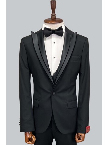 SUIT SARTORIA SİYAH SİVRİ YAKA DAMATLIK 5071