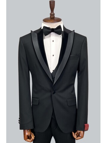 SUIT SARTORIA SİYAH SİVRİ YAKA DAMATLIK 5072