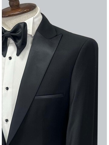 SUIT SARTORIA SİYAH SİVRİ YAKA YÜN DAMATLIK 5664