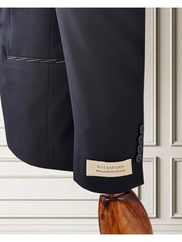 Lacivert Sivri Yaka Kruvaze Erkek Takım Elbise