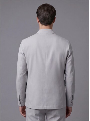 Light Grey Shirt Collar Buttoned Patch Pocket Suit