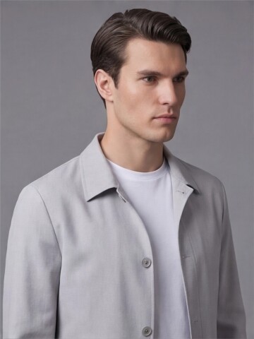 Light Grey Shirt Collar Buttoned Patch Pocket Suit