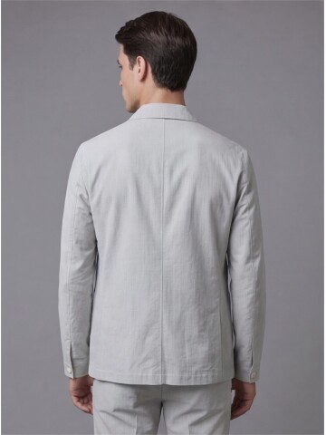 Light Grey Shirt Collar Buttoned Patch Pocket Suit