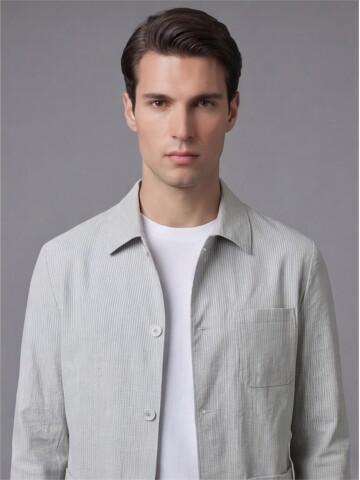 Light Grey Shirt Collar Buttoned Patch Pocket Suit