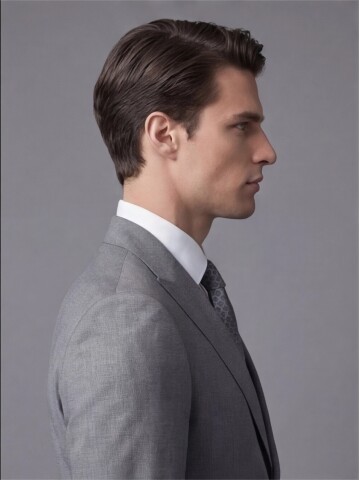 Açık Gri Sivri Yaka İki Düğmeli Slim Fit Takım Elbise