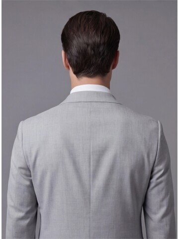 Açık Gri Sivri Yaka İki Düğmeli Slim Fit Takım Elbise