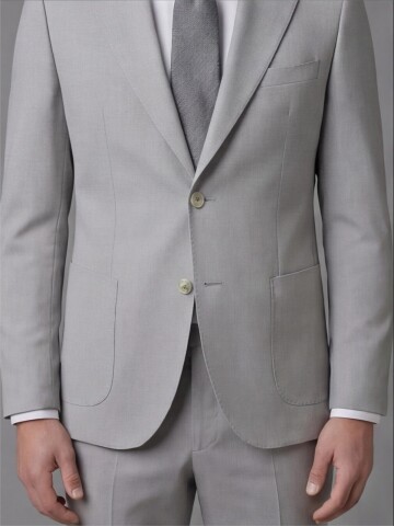 Light Grey Slim Fit Notch Lapel Suit with Patch Pockets
