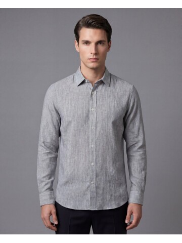 Açık Kahverengi Desenli Regular Fit Uzun Kollu Gömlek