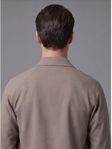 Light Brown Zip-Up Shirt Collar Smart Tracksuit