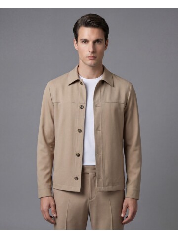 Açık Kahverengi Gömlek Yaka Spor Takım Elbise