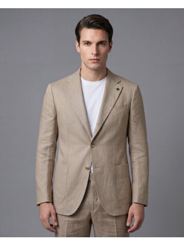 Light Brown Notch Lapel Comfort Fit Suit with Patch Pockets