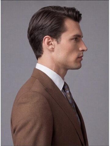 Açık Kahverengi Sivri Yaka İki Düğmeli Slim Fit Takım Elbise