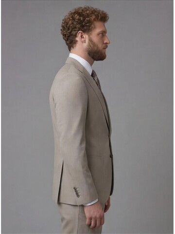 Light Brown Slim Fit Notch Lapel Suit with Patch Pockets